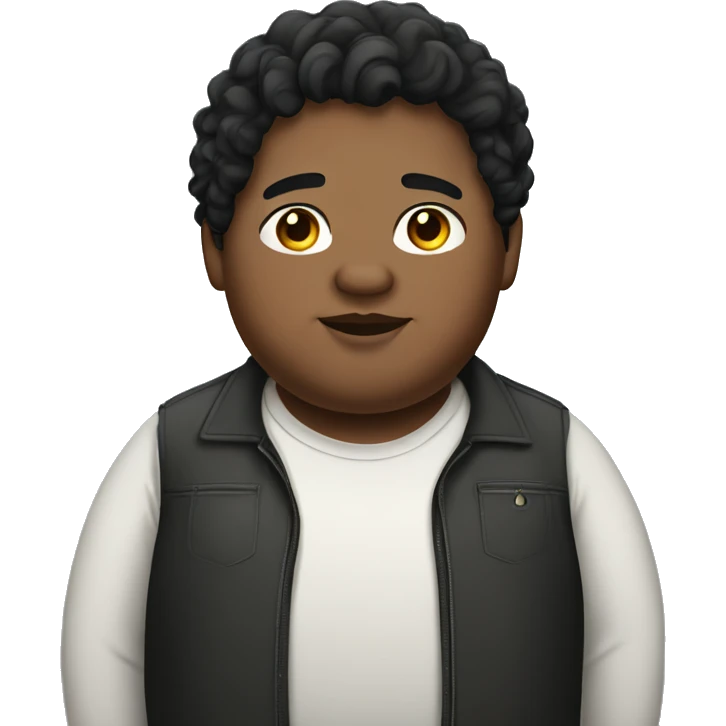 Obese, young man, black wavy hair. emoji