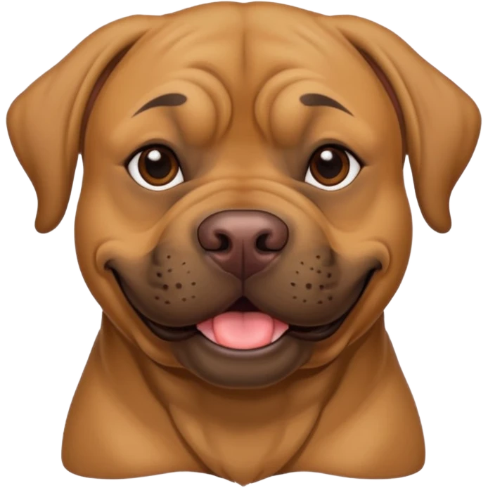 Large light brown bull mastiff with a sweet smile  emoji