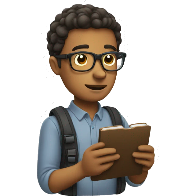 Nerd reading on his phone emoji