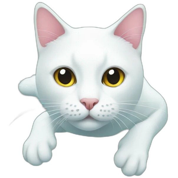 white cat swimming emoji