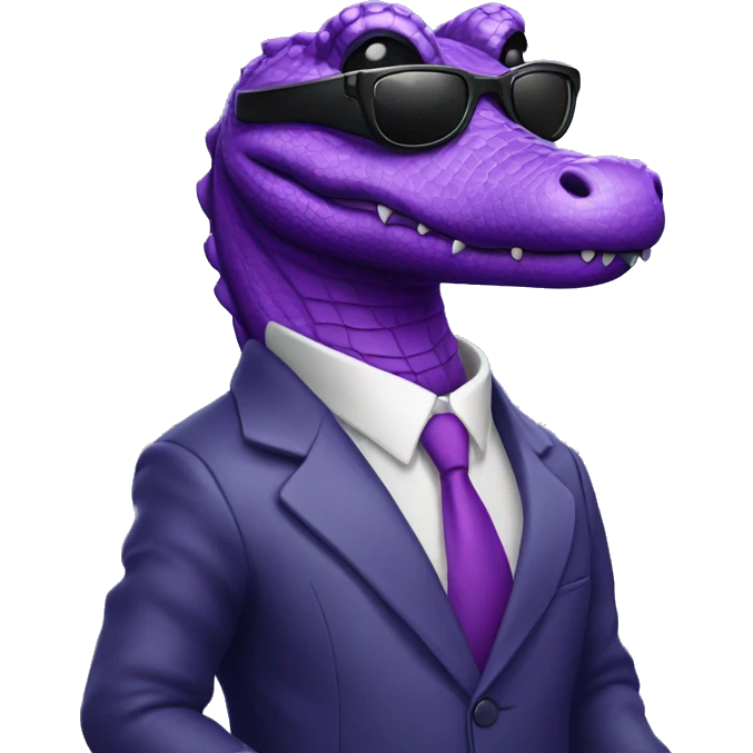 Purple Alligator in a suit with sunglasses  emoji