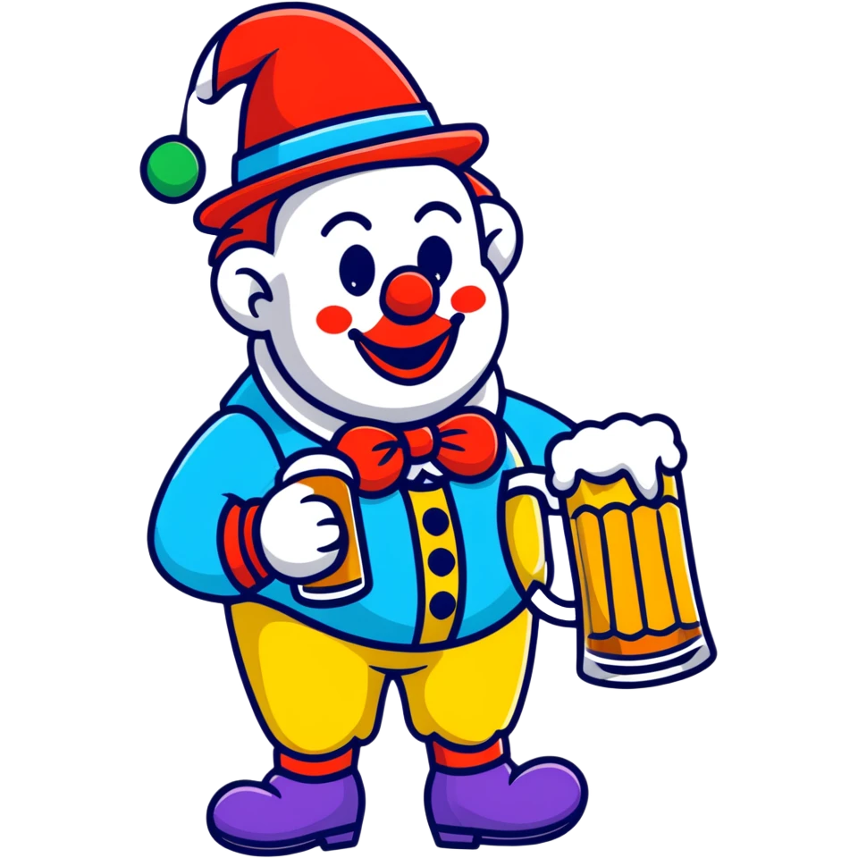 clown with a beer emoji