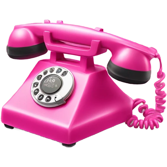 Realistic isolated hot pink vintage rotary phone with the recent receiver off of the hook. emoji