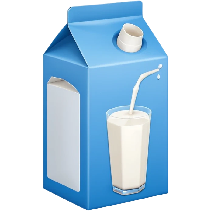 milk carton, simple and cute, white and blue emoji