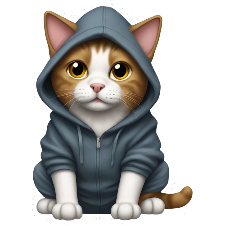 Cat with a hoodie sitting on top of a dog emoji