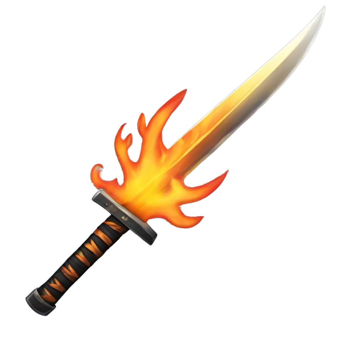 A katana with fire as the blade emoji