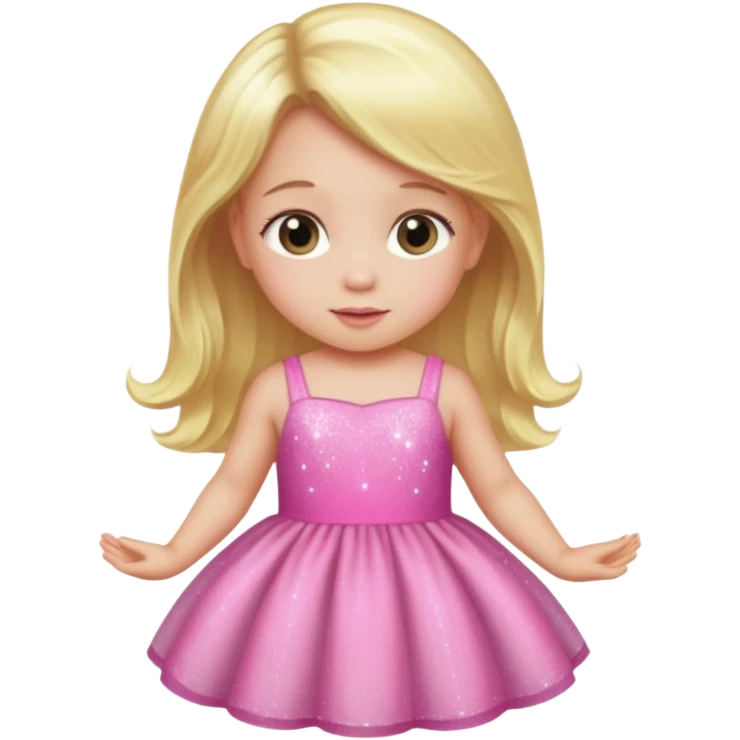 A baby with a pink sparkling dress and blonde hair and black hair and long hair emoji