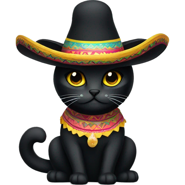 Black cat with sombrero  emoji