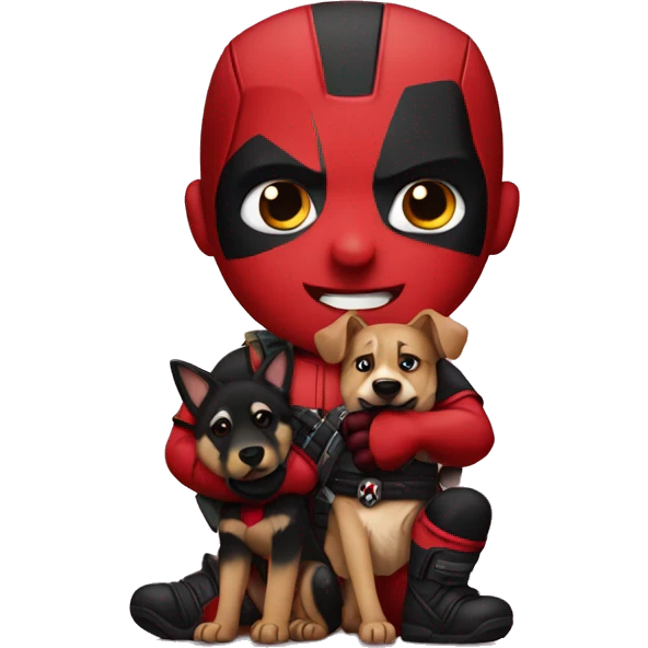 Deadpool holding German shepherd puppy emoji
