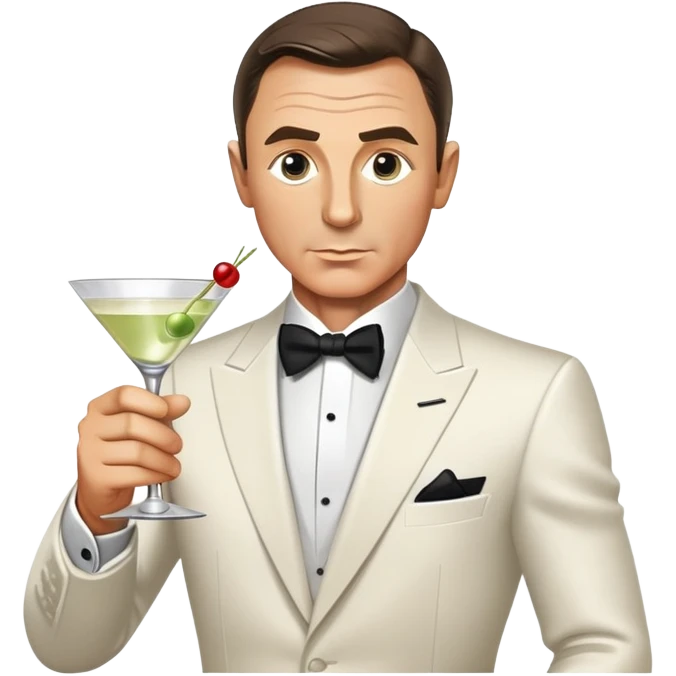 James Bond with martini glass, shaken not stirred emoji