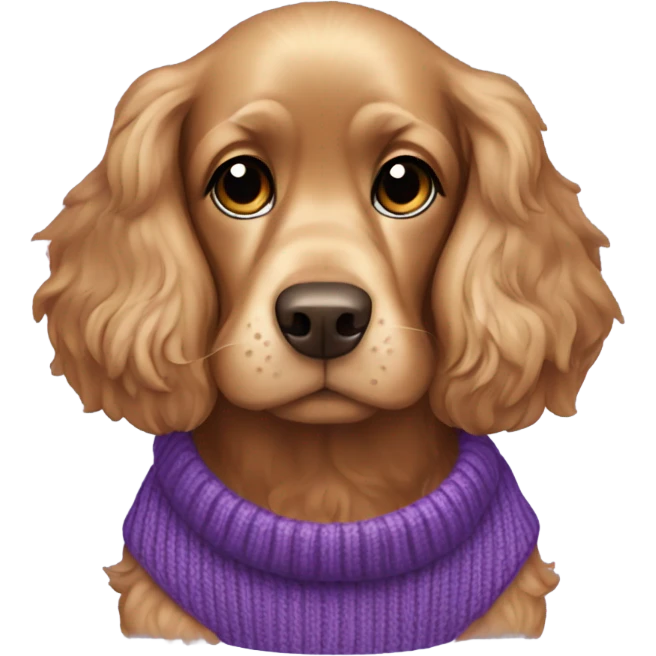 Cocker spaniel in purple sweater emoji