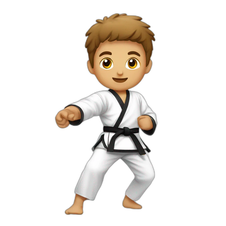 un niño de 8 años trigueño practicando taekwondo emoji