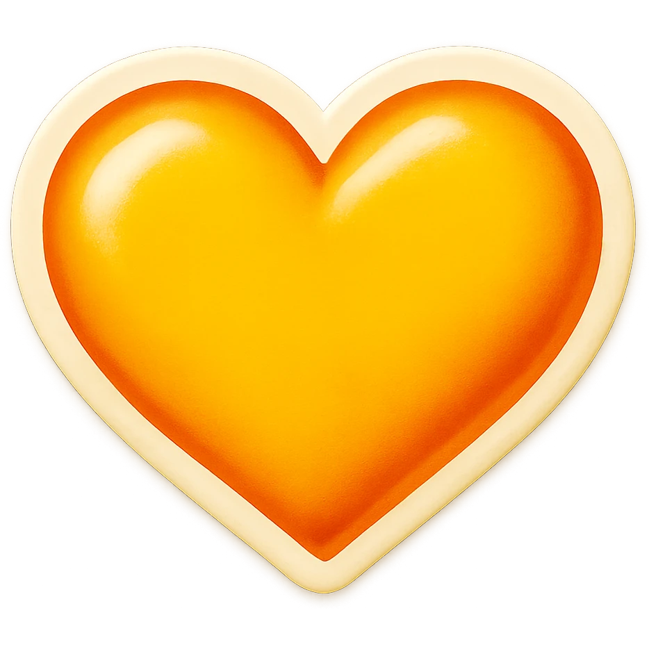 retro sticker style yellow heart, bold and playful emoji