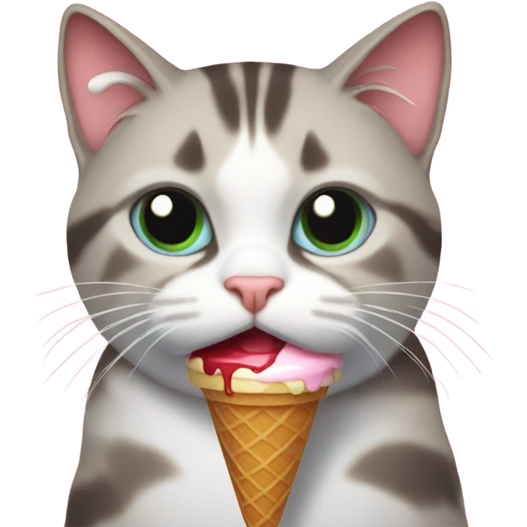 Cat with ice cream with tough  emoji