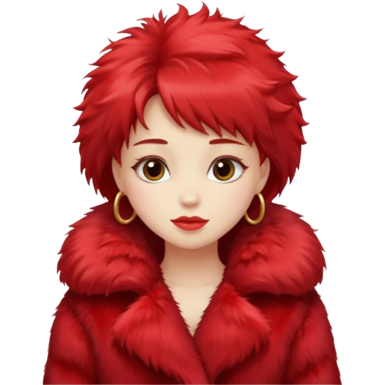Girl in red fur coat emoji