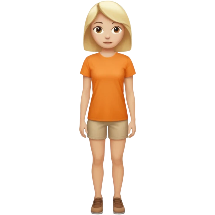 woman with blond hair, entire body visible standing, wearing a very light orange shirt emoji