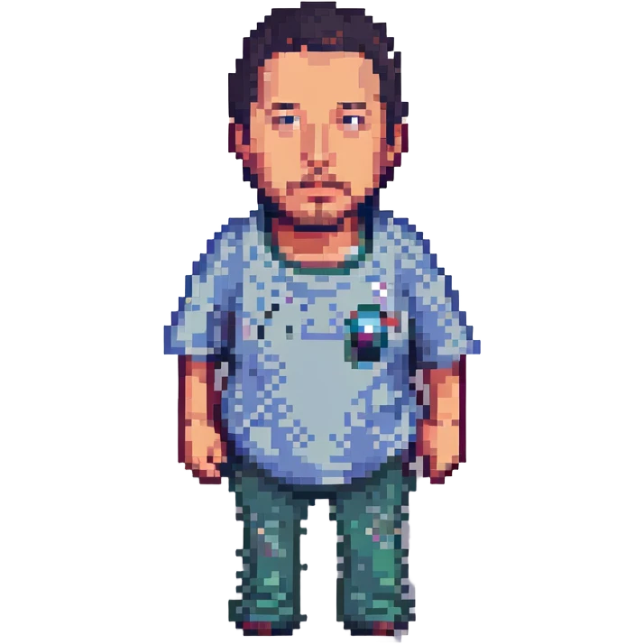 Adam Sandler, pixel art style, transparent background emoji