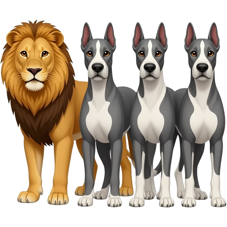 Lion with Gran Danes emoji