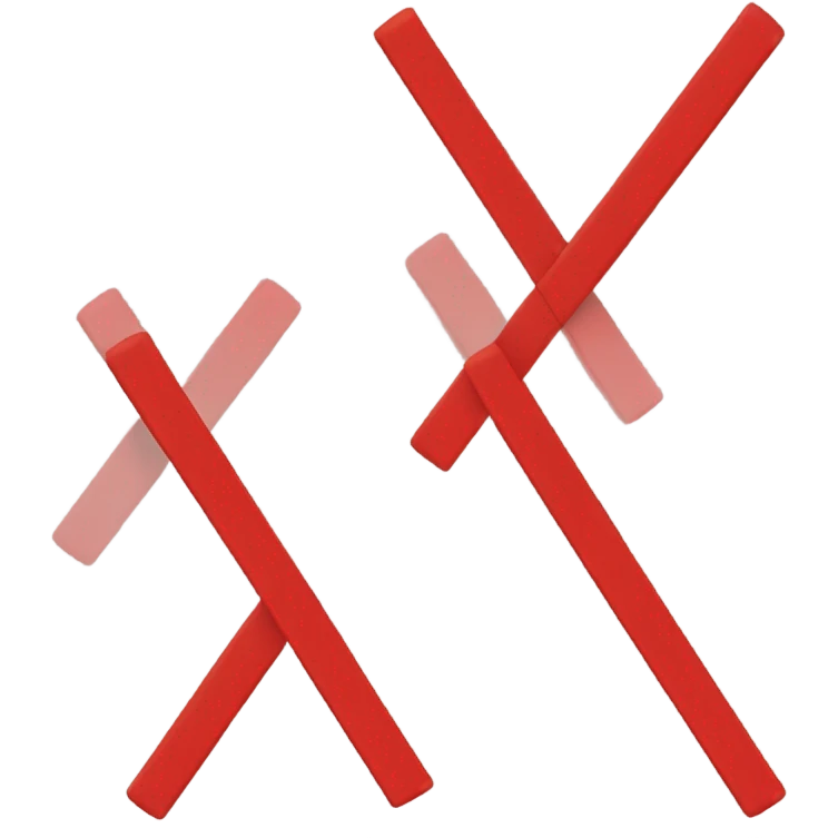 3 horizontal bars with diagonally crossed beams on top, red emoji