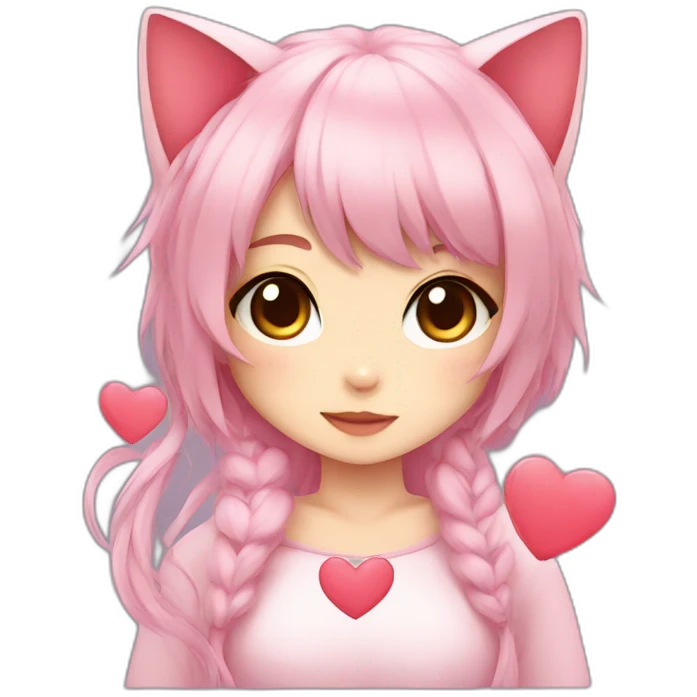 neko girl with heart emoji
