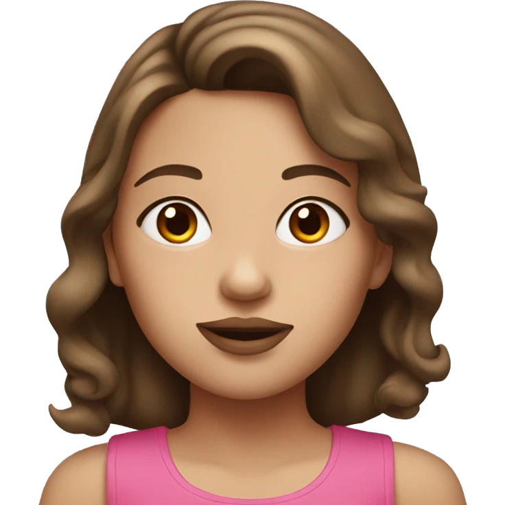 Girl with brown hair and pink lips emoji