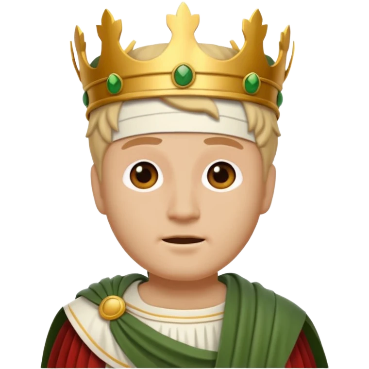 Julius Caesar as an emoji with laurel crown, white toga, classic Roman look emoji