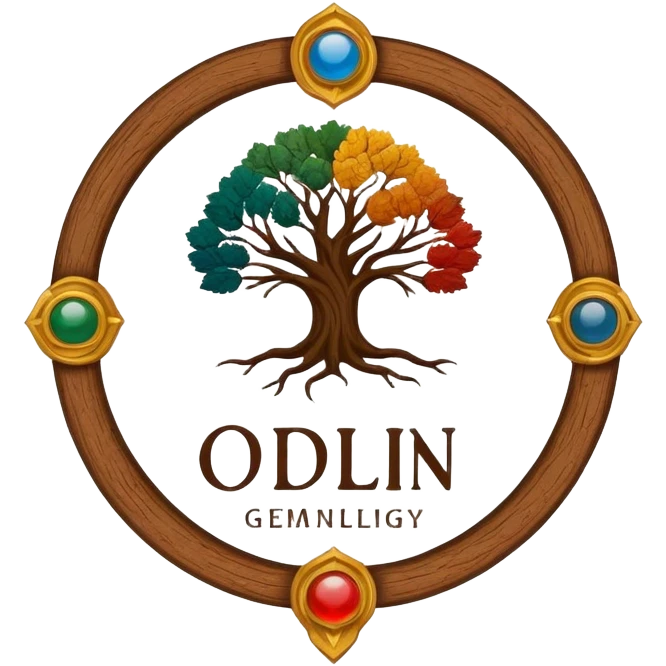 created a highly detailed but manly looking family genealogy logo with multiple colors and make sure it include the name Odlin. emoji