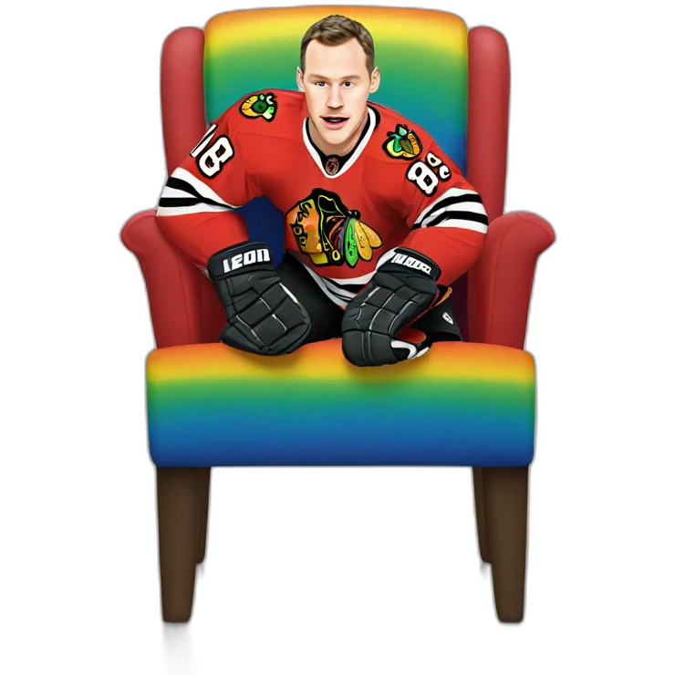 Jonathan Toews as rainbow colored chair emoji