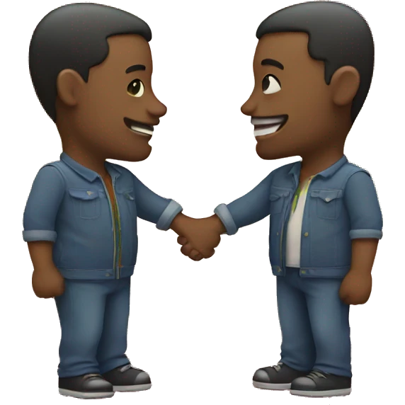 Two men kissing with a rainbow behind them, holding hands emoji