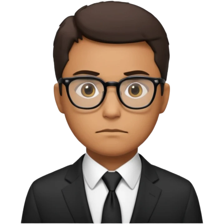 رجل يرتدي نظارات وبذلة رسمية سوداء بالكامل حتى ربطة العنق كانه عميل fbi emoji