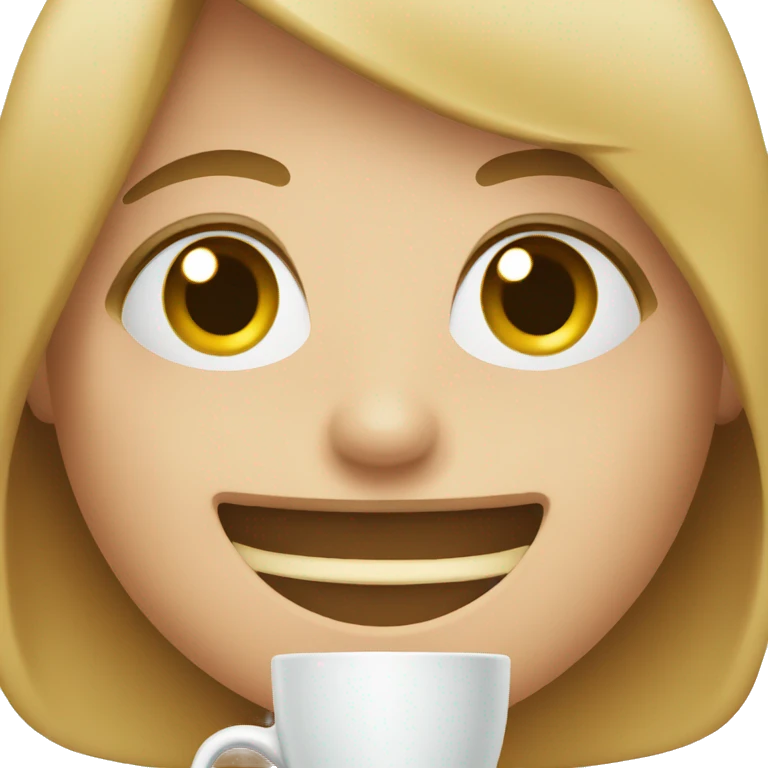 smiling girl with cup emoji