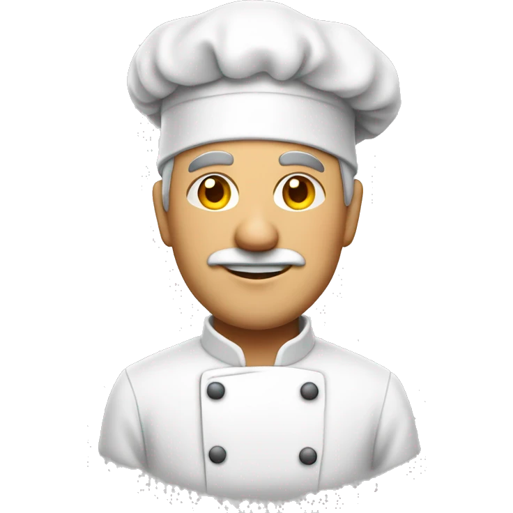 Middle aged man in a chef hat and co emoji