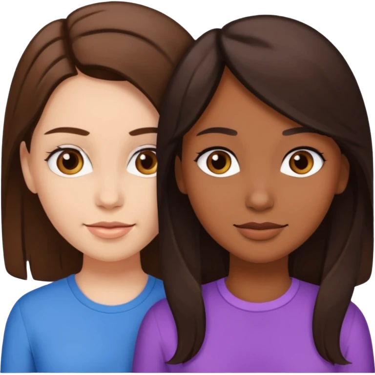 brown girl with brunette white girl lesbian couple emoji