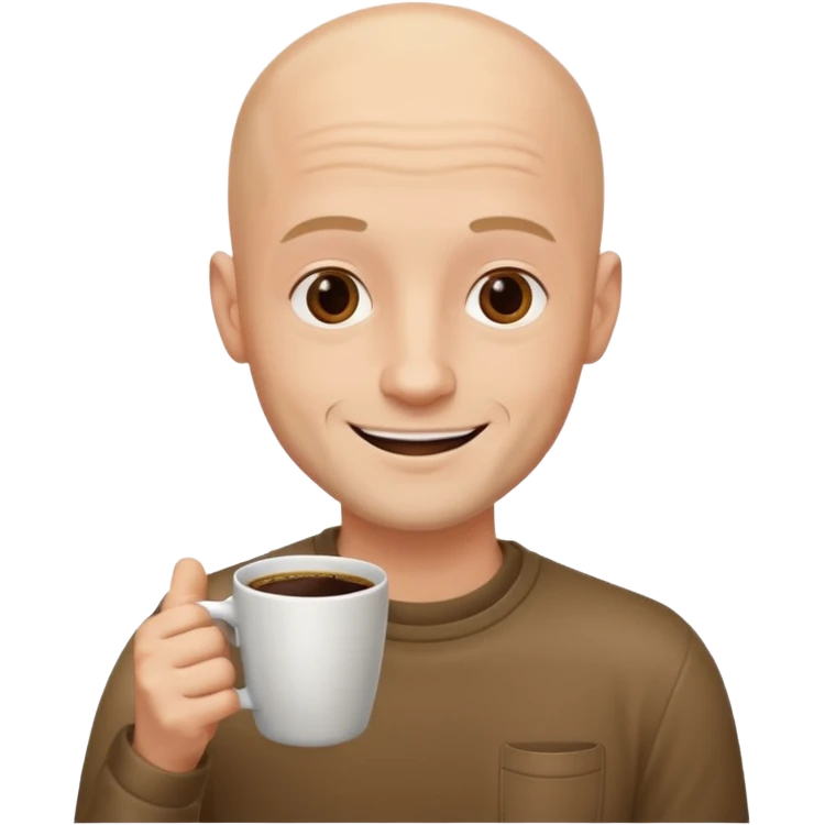young men with coffee no hair, a little beard and no wrinkles emoji