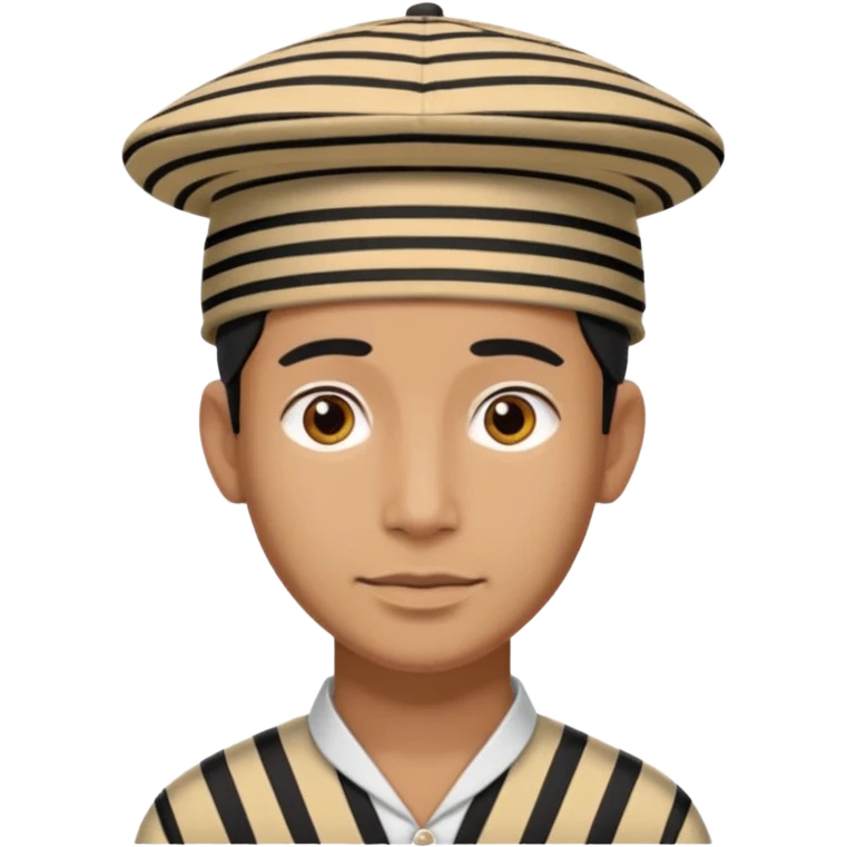 man wearing a Nepali Dhaka topi with stripes and design on it emoji