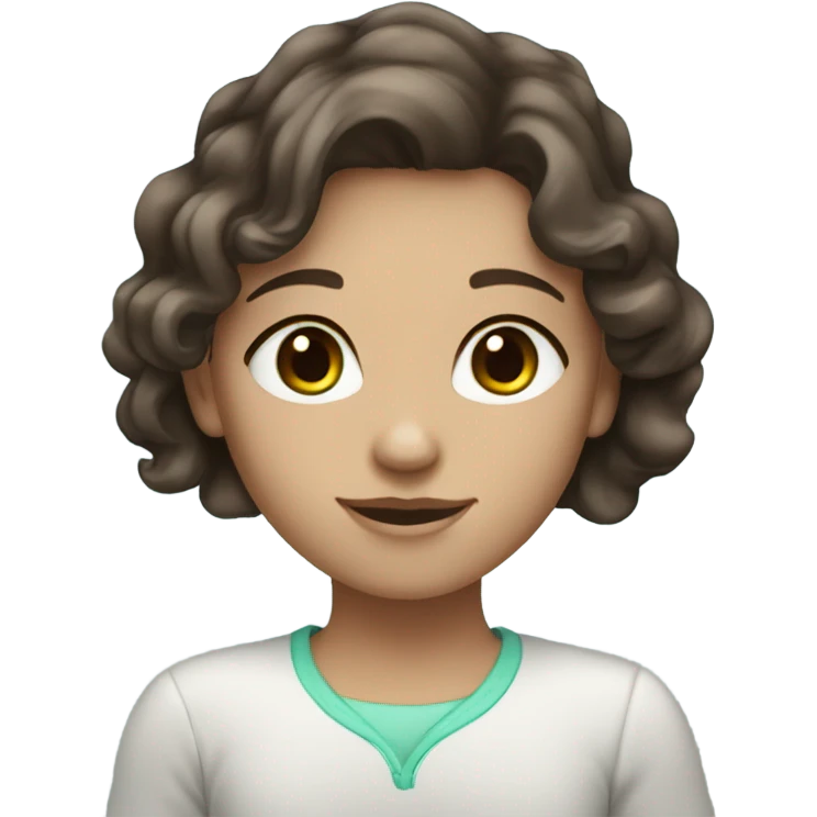 light blue green eyed girl with dark brown wavy hair fair skin tone emoji