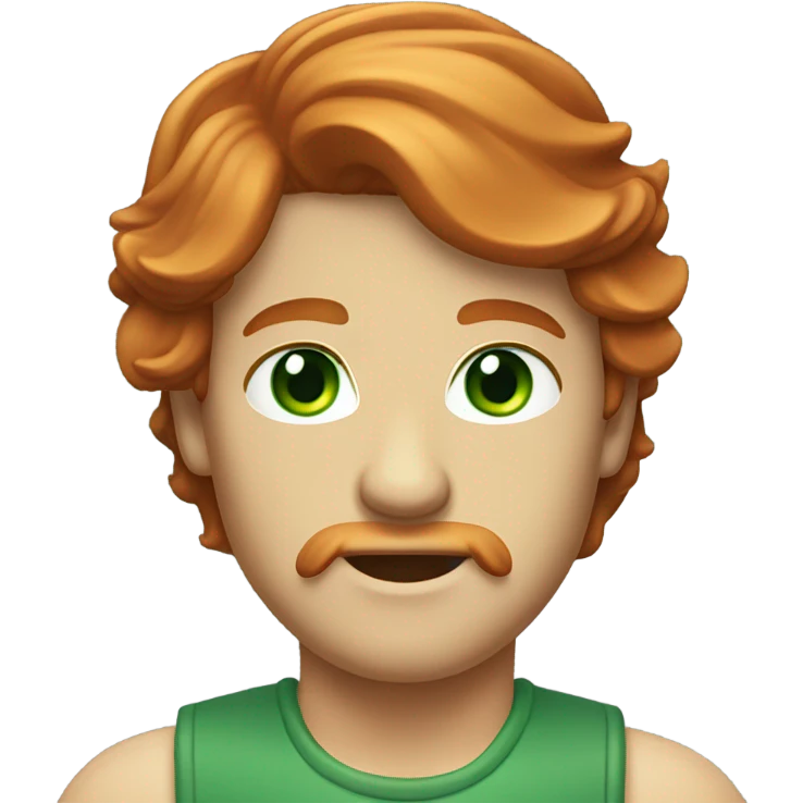 Red head with mullet and mustache and green eyes emoji