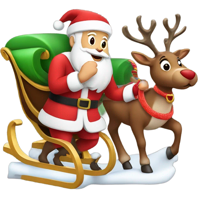 Santa with sleigh and reindeer emoji