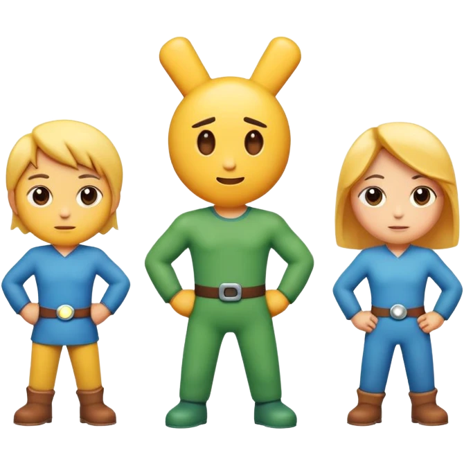 Three characters: an X character, a number 1 character, and another X character standing together emoji