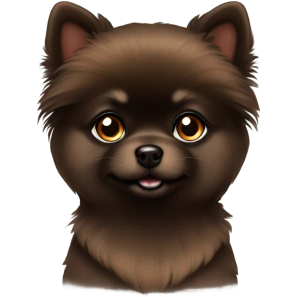Soild Dark brown Pomeranian with short hair cute   emoji