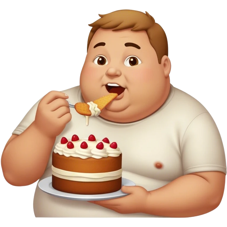 Fat man eating cake emoji