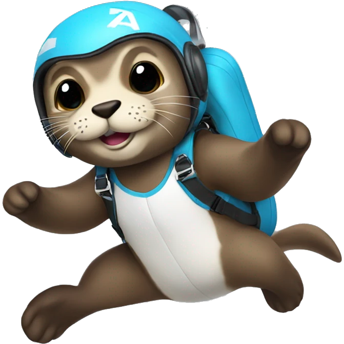 Skydiving otter, put a tag with his name ICE emoji