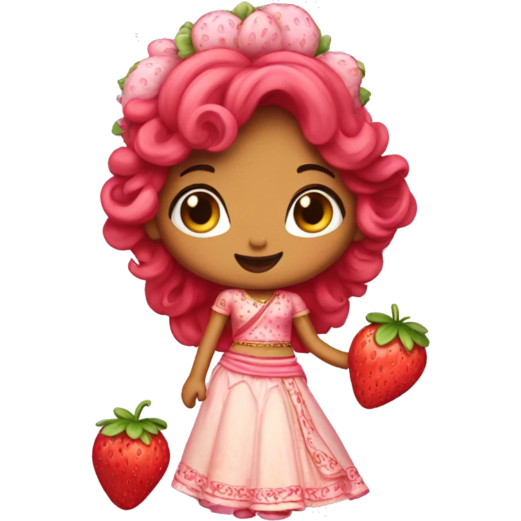 strawberry shortcake in a lehenga  emoji
