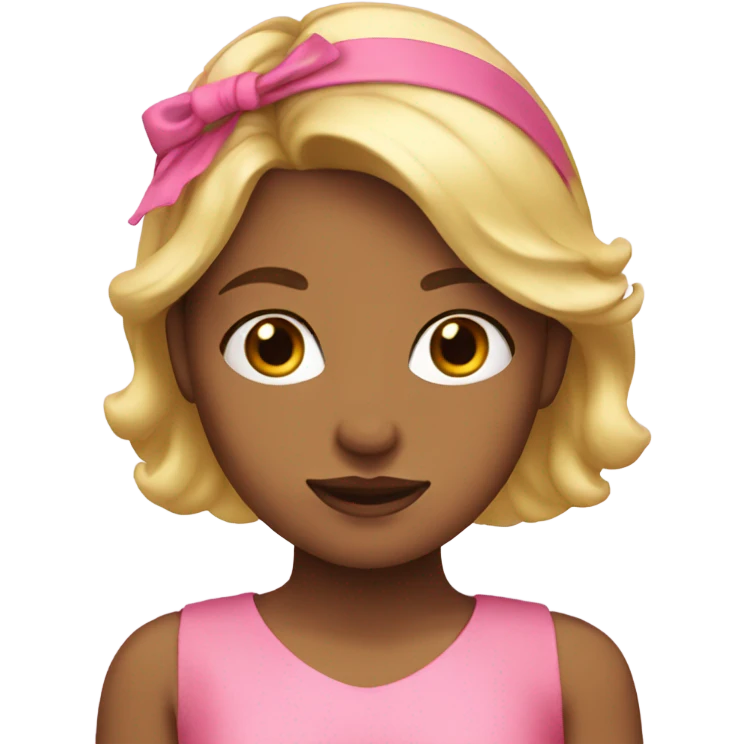 Girl with blond hair and pink headband and dress  emoji