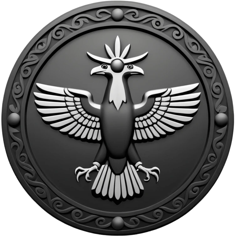 Minimal Faravahar-inspired ancient glyph,
Unicode-like pictogram similar to 𓄂𓆃,
abstract, single-symbol design,
monochrome, flat,
ancient carved sign,
no background, no text emoji