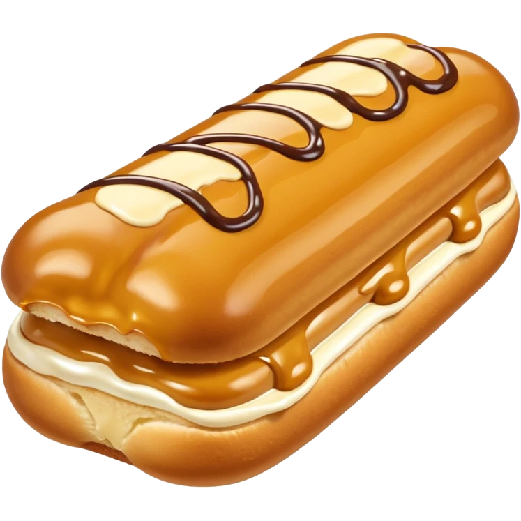  realistic éclair with creaming butterscotch melting  emoji