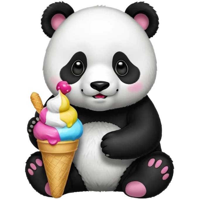 Panda eating ice cream emoji