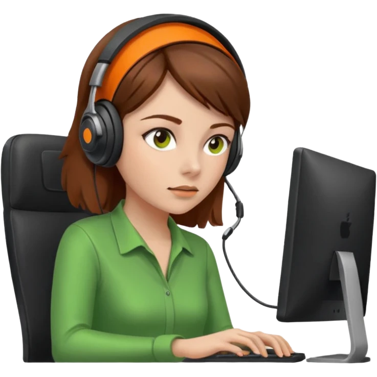 woman, brown hair, wearing a headset. she is controling limits from green, to orange, to red on the computer emoji