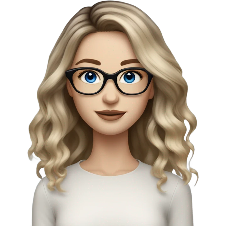 Shoulder length Balayage pale model lady with glasses and blue eyes  emoji