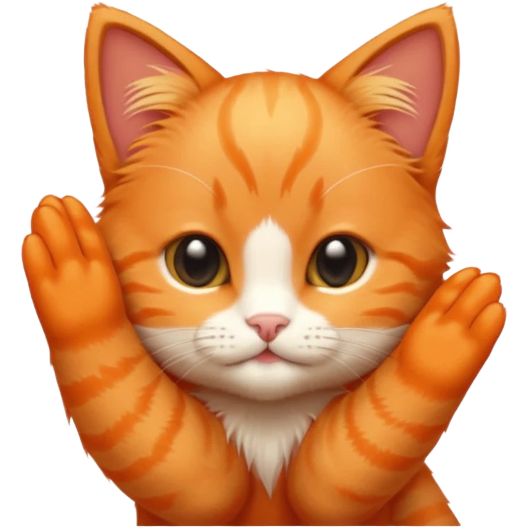 hand petting orange kitten on the head emoji